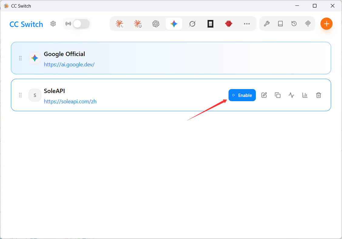 Example of enabling a provider